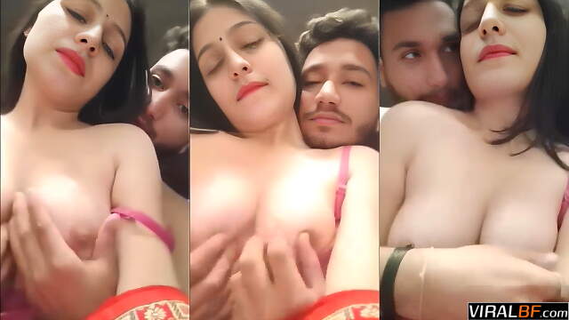 Busty Desi Girlfriend’s Boobs Pulled Out By Boyfriend In Saree