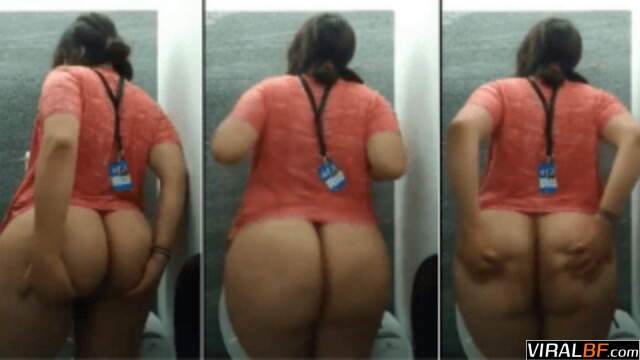 Forbidden Busty Secretary Slaps Big Ass In Bathroom Tease
